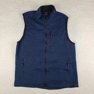 ZeroXposur‎ Sweater Vest Mens Large Blue Black Full Zip Sweatshirt Zipper Pocket